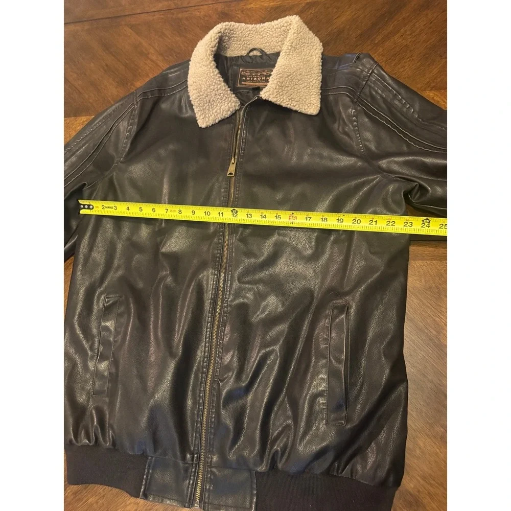 The Original Arizona Jean Mens Faux‎ Leather Bomber Jacket Sherpa Collar XLT |W1